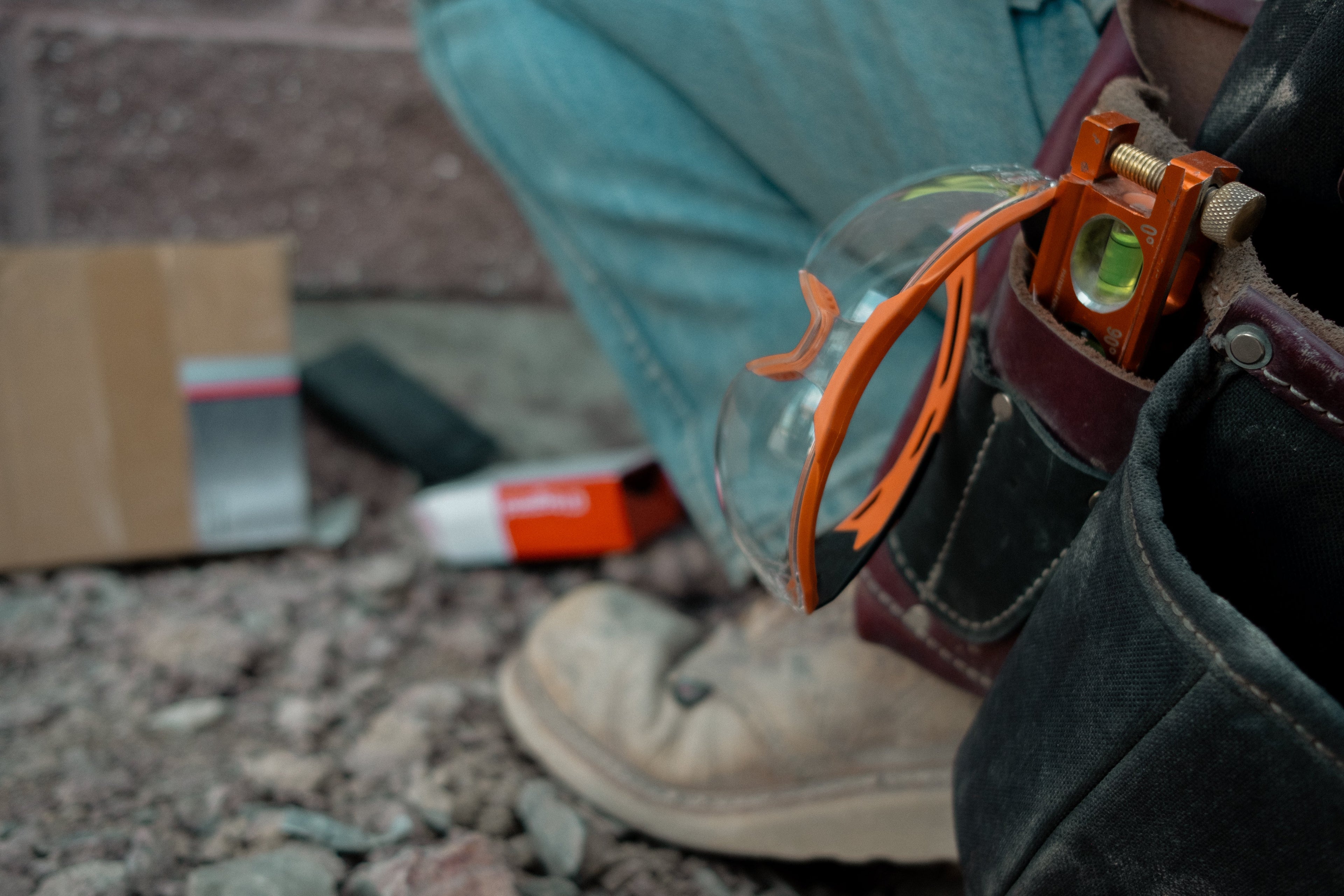 Safety Glasses on Electrician Tool Belt
