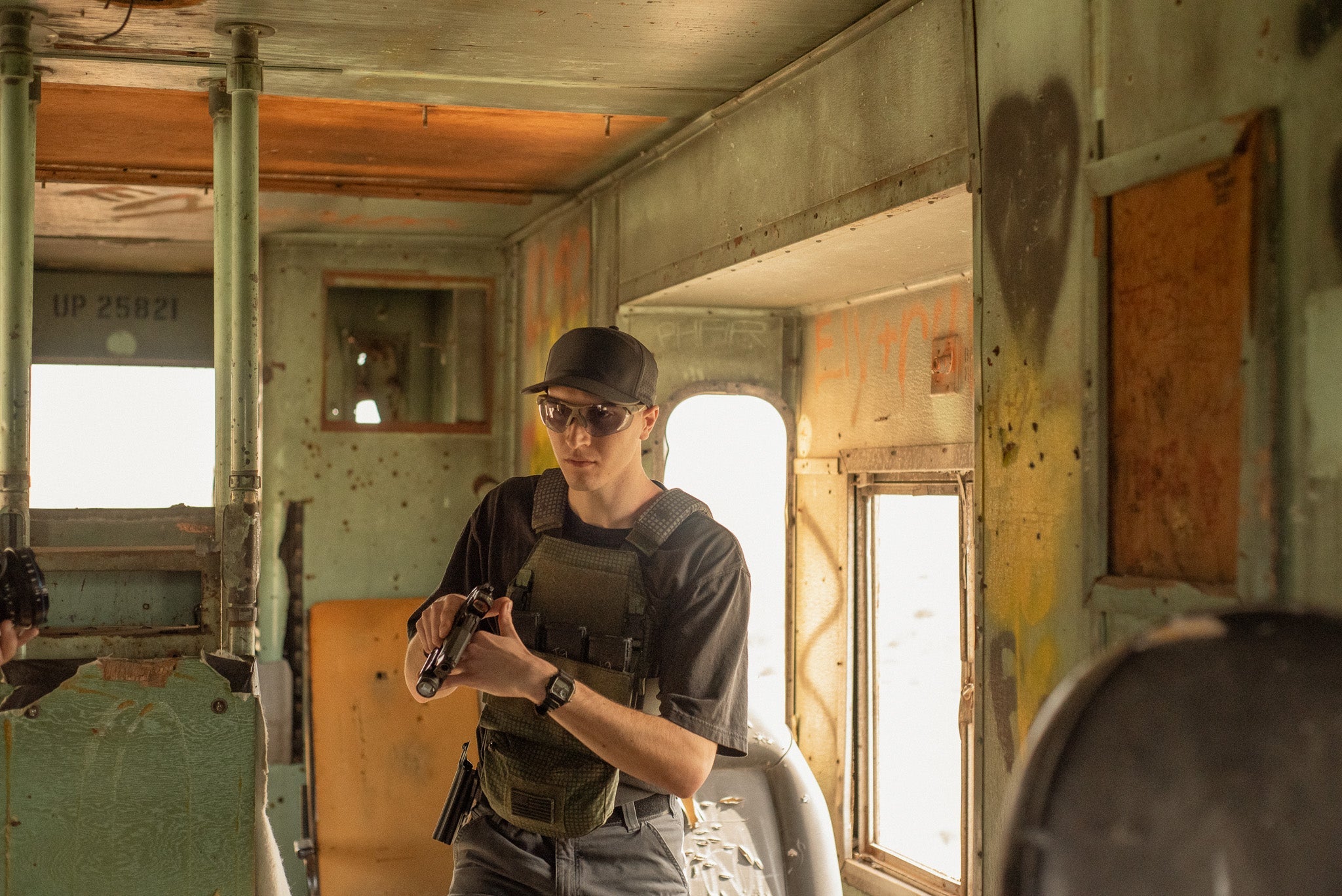 Tactical training with protective glasses