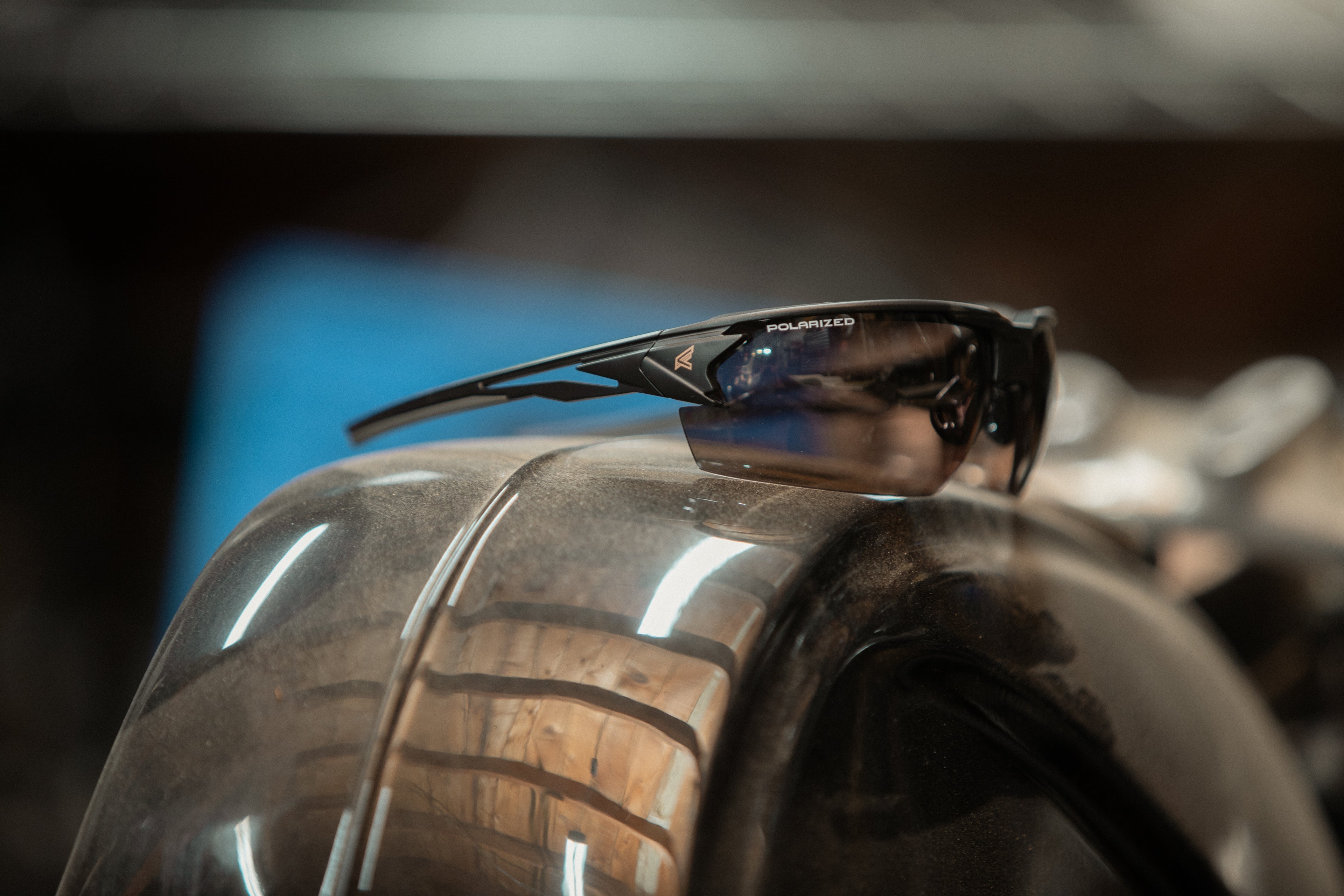 Edge Pumori Safety Glasses in Motorcycle Shop