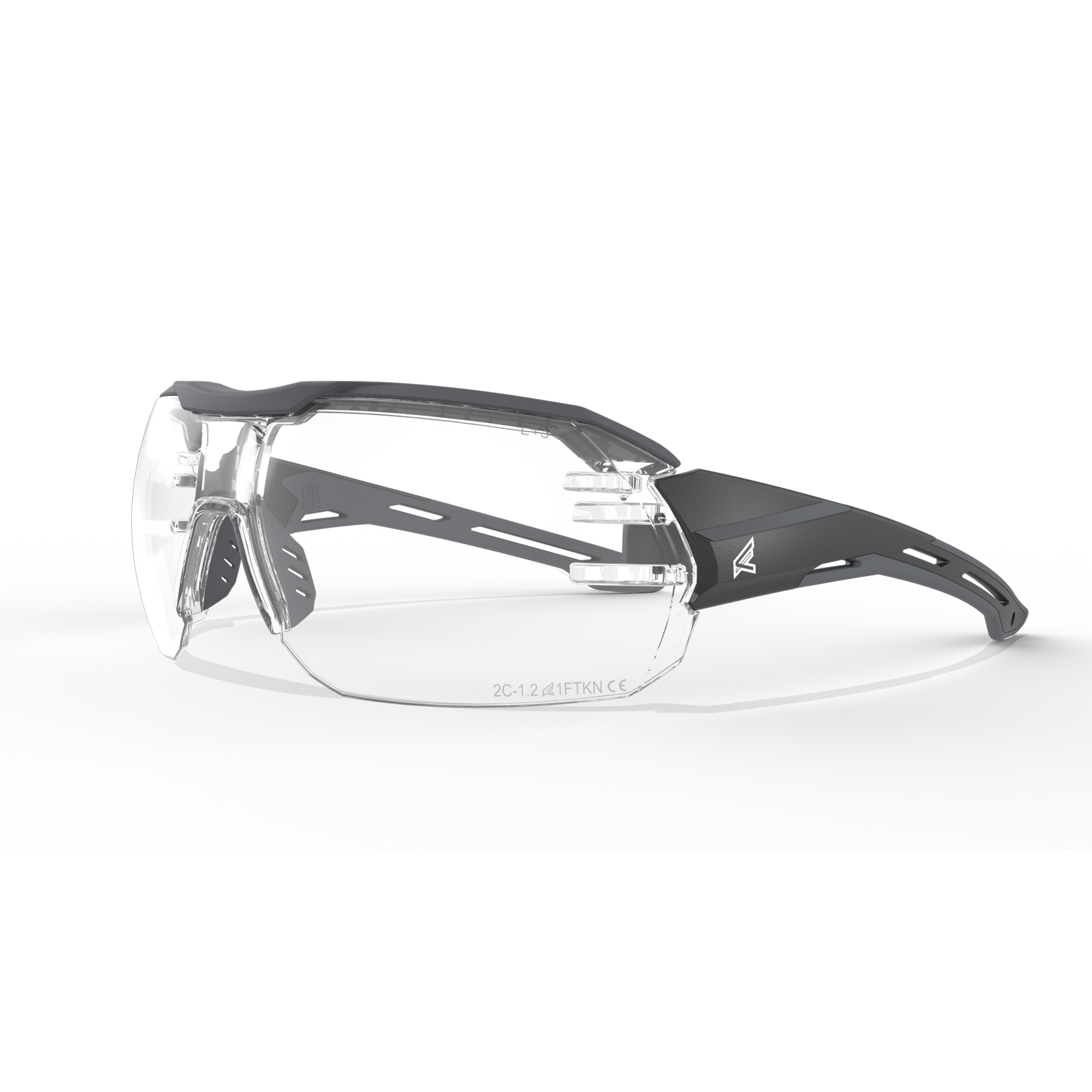 Product image for EDGE KB121VS KABRU BLACK FRAME WITH GRAY TPR / VAPOR SHIELD CLEAR LENSES SAFETY GLASSES